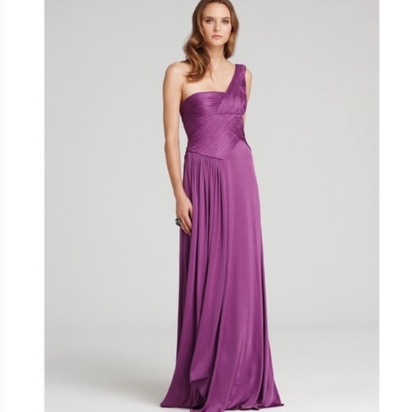 BCBG PURPLE NIKITA MAXI EVENING GOWN GRECIAN STYLE SIZE XXS NWT $458 - Picture 2 of 5